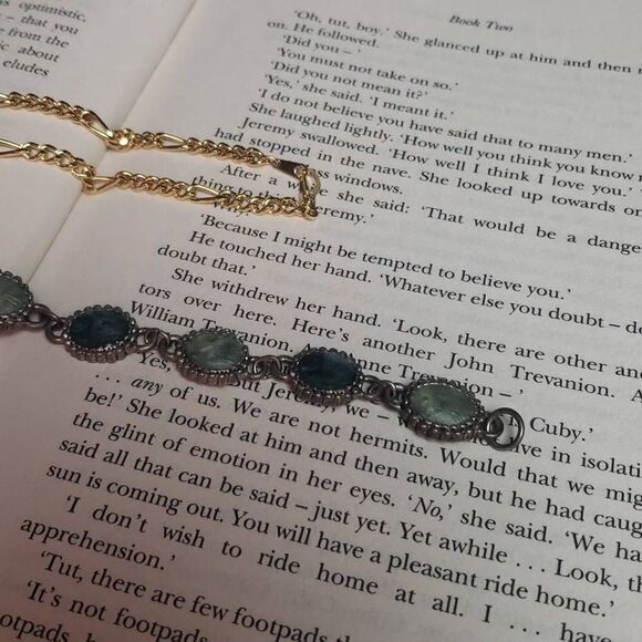 Green Stone and 14KGP Bracelet Bundle - Picture 3 of 10